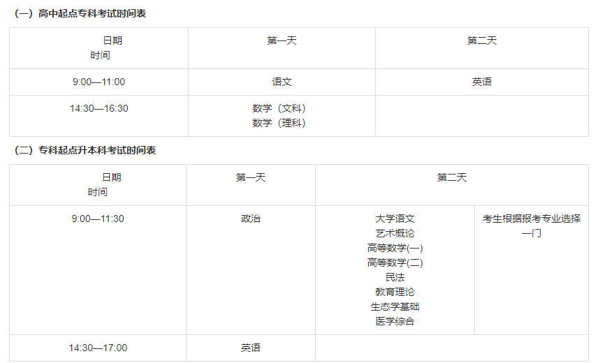 2024年湖南成考考試時間安排一覽表